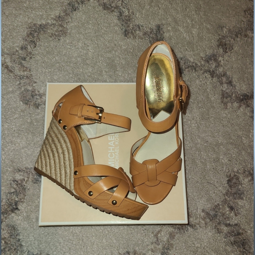 Michael Kors Tan Wedge Sandals